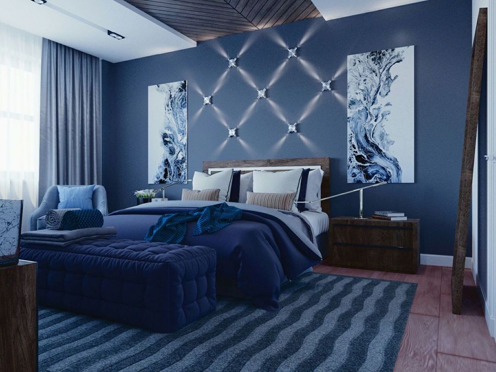 Синяя спальня фото